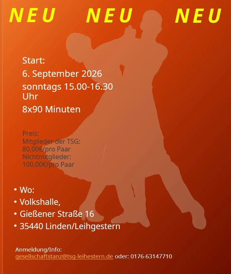 Neuer Tanzkurs für Beginner startet im September